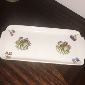 From Israel this exquisite rectangular tray is vintage w gold rim